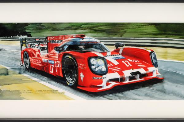 Painting Uli Ehret 50 x 20 cm: Return of the Red Baron / 24h LeMans 2015
